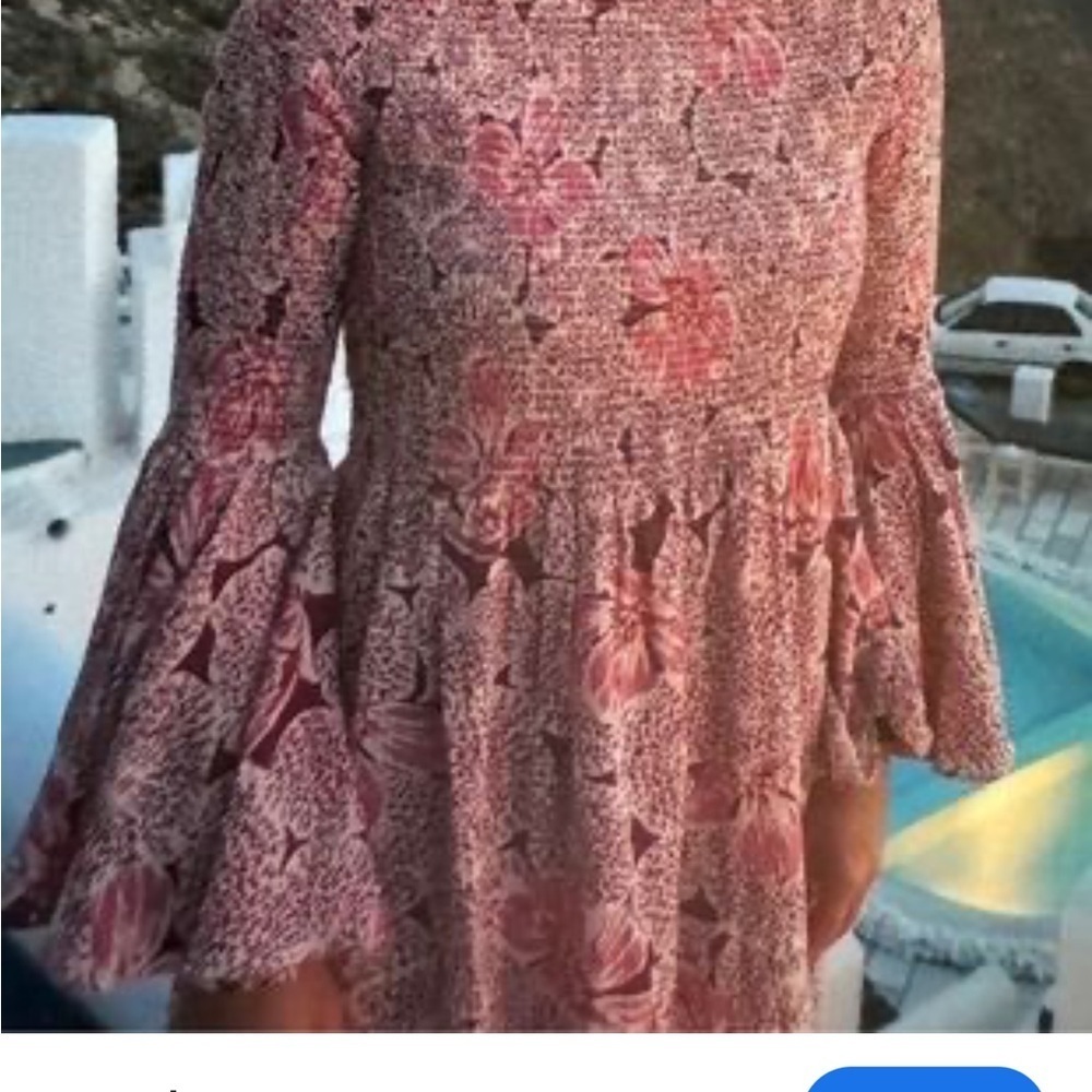 ByTiMo Pink Floral Smocked Blouse Small Summer Boho Luxe - Picture 2 of 9